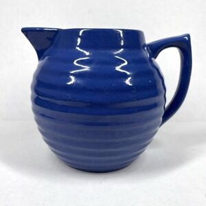 RARE Bauer Ringware‎ Beehive Cobalt Blue Pitcher 5.5" Quart Stamped